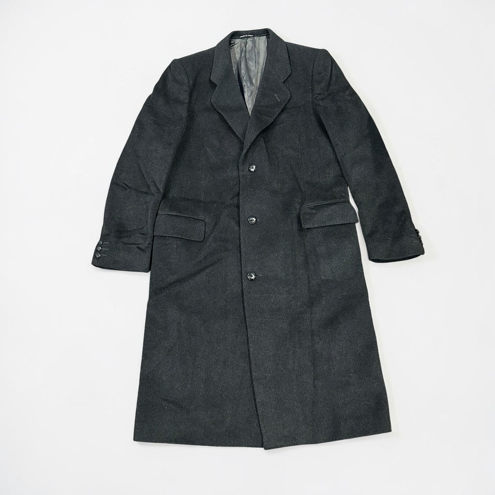 Mark Alexander Mens Cashmere Blend Overcoat Charcoal Grey‎ Italian 42L Longline